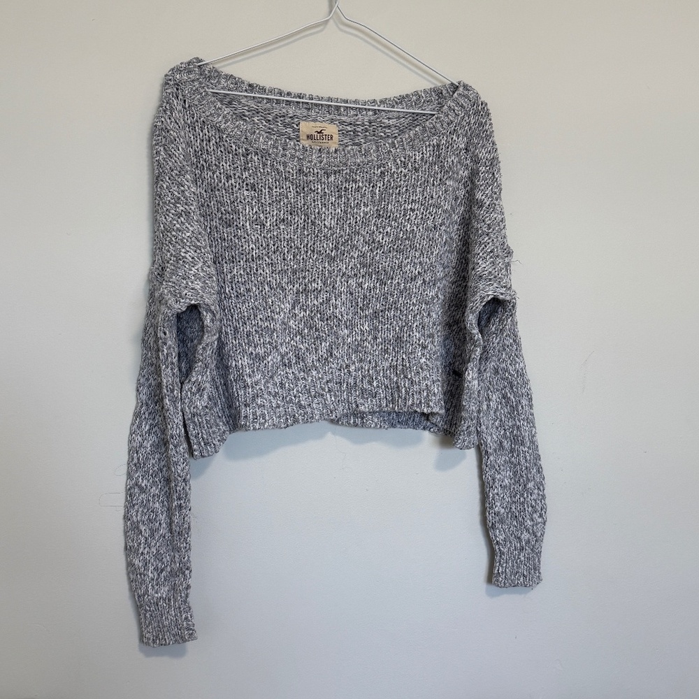 Hollister Sweater - Cropped Scoop Neck Grey Knit